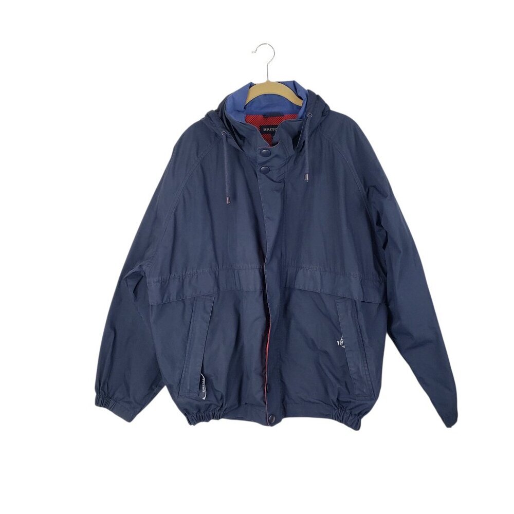 Britches Vintage Lightweight Jacket Hooded Full Zip Vented Navy Blue Mens Large